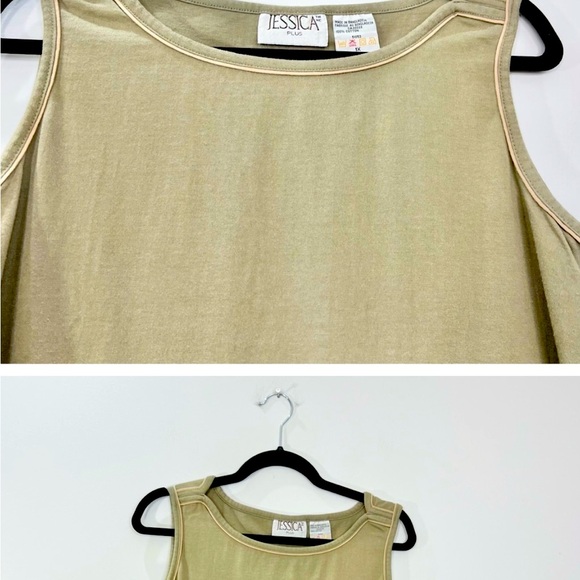 Vintage khaki green boxy sleeveless top 1X - Picture 2 of 5
